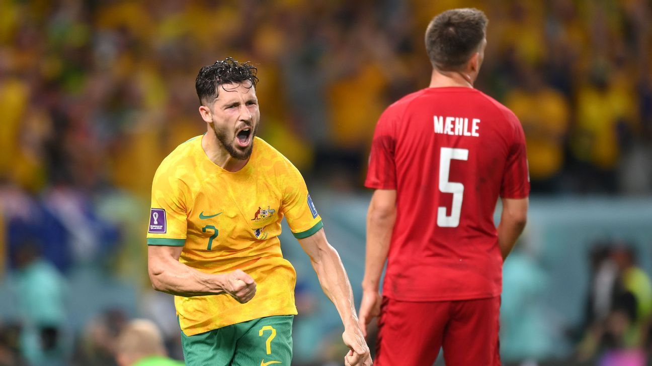 Australia reach World Cup round of 16 to send Eriksen, Denmark home