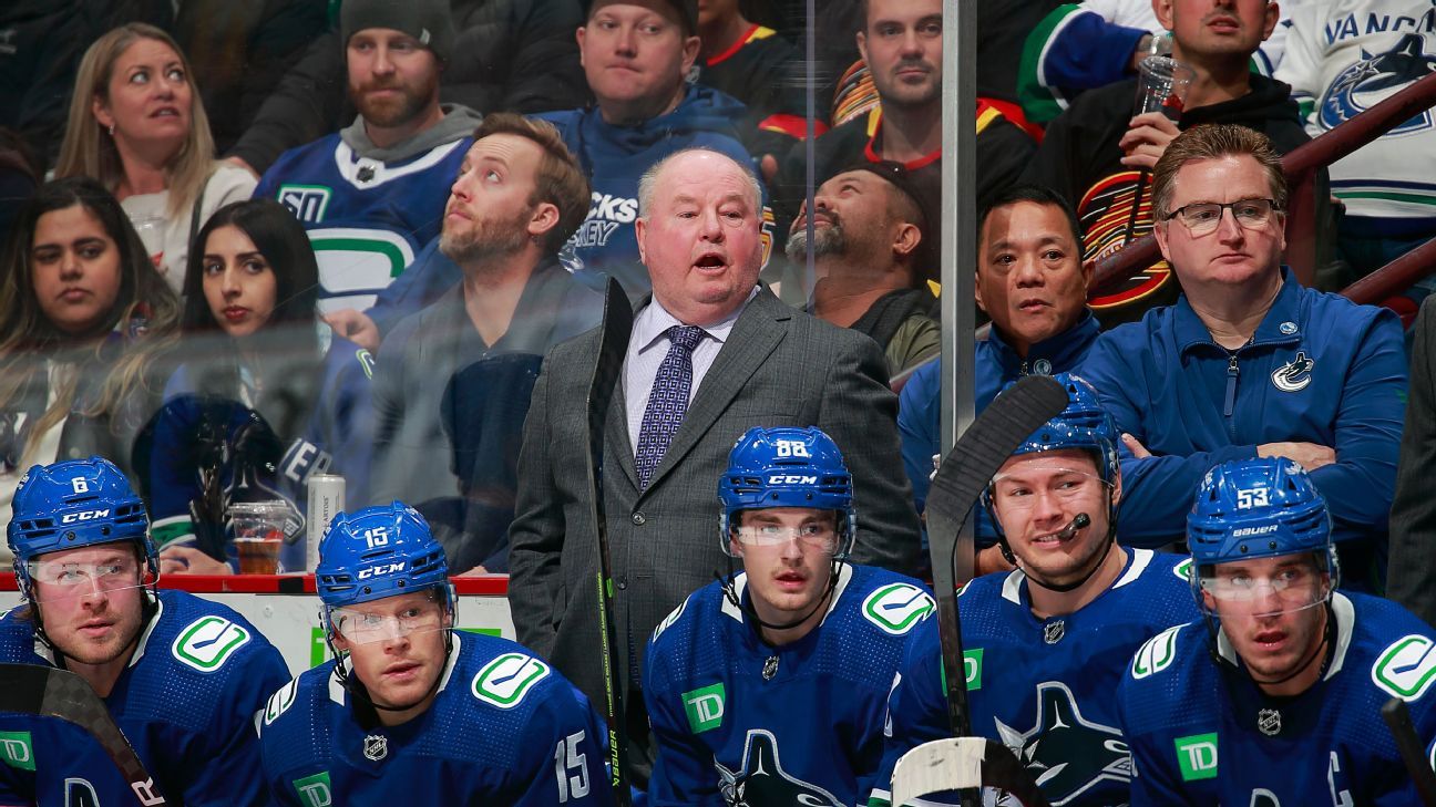 Vancouver Canucks coach Bruce Boudreau gets emotional while