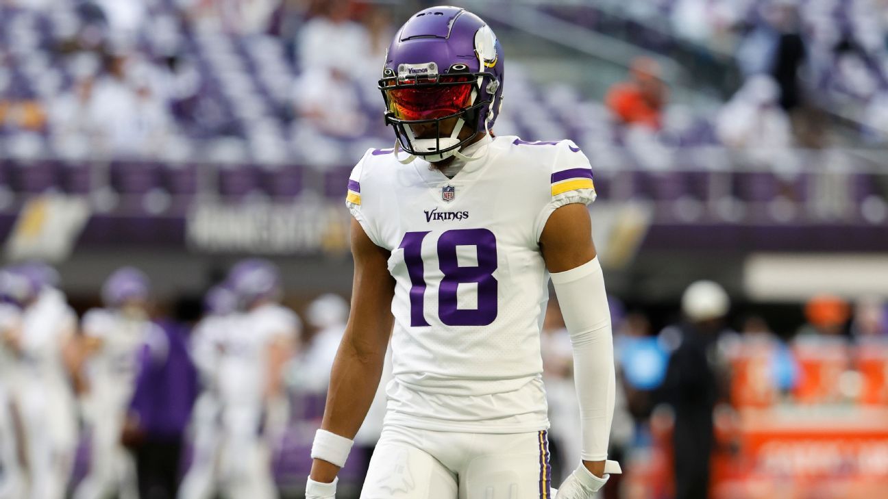 ESPN Stats & Info] Vikings WR Justin Jefferson enters Thursday's game vs  Philadelphia 25 rec yds short of 5,000 in his career. If he reaches that  mark in this game, he would