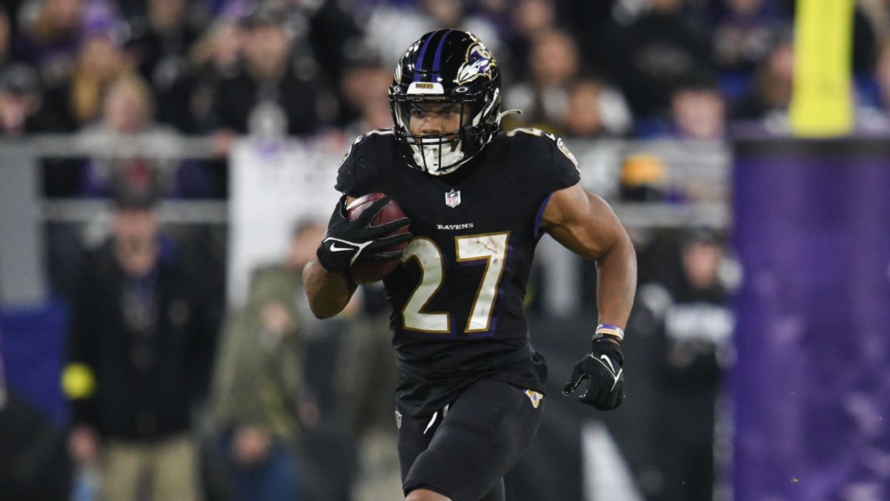 Ravens running back J.K. Dobbins back at practice after beginning