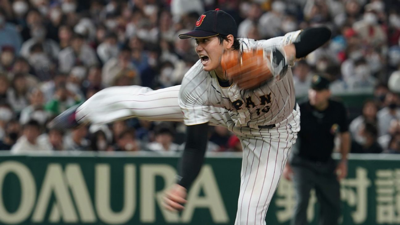 Shohei Ohtani of the Los Angeles Angels puts on a samurai warrior