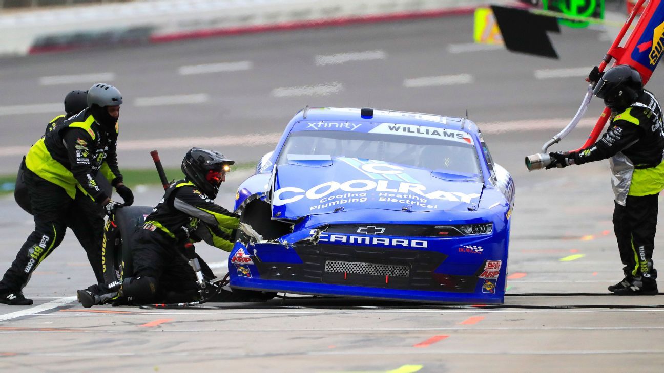 Williams parks Xfinity car on finish line, walks out