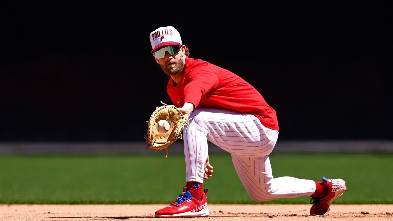 Philadelphia Phillies' Harper taking 1B reps to speed return from