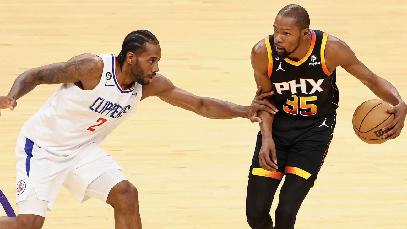 Sędzia Clippers Kawhi Leonard (kolano) poza meczem 3 przeciwko Suns