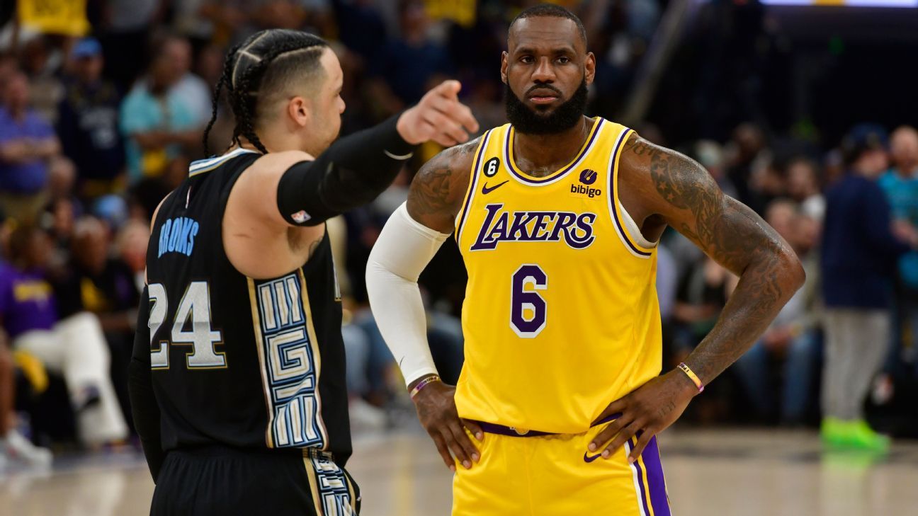 LeBron James ignora os últimos socos desferidos por Dillon Brooks, dos Grizzlies