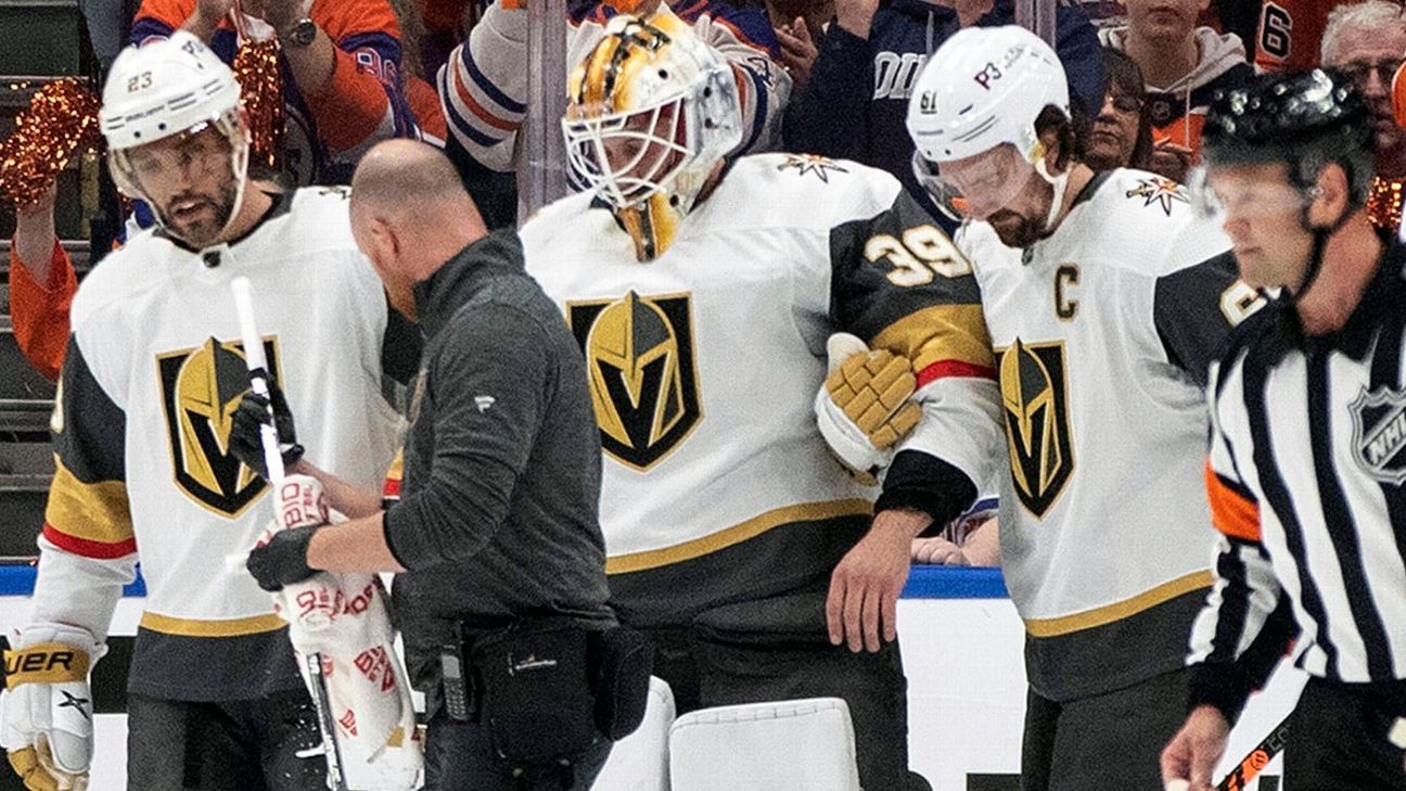 Vegas' Brossoit exits Game 3 after 1st-period save