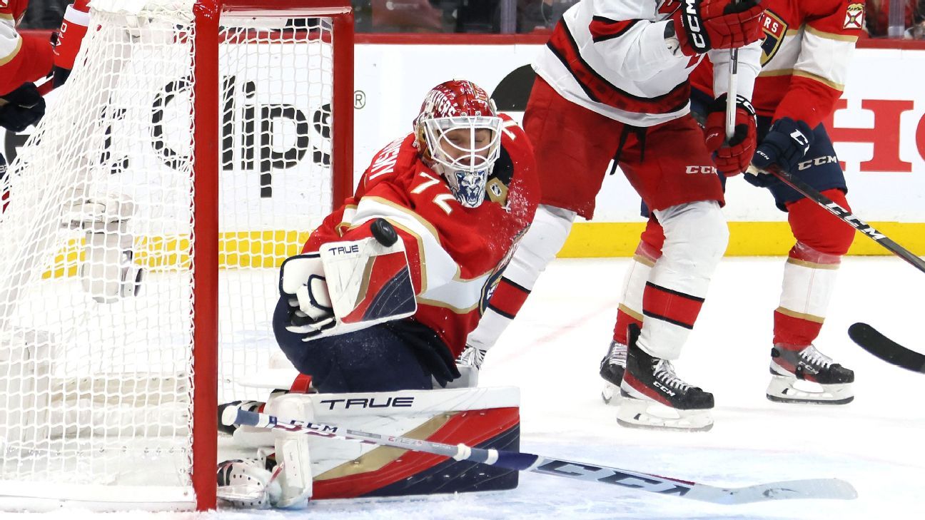 Sergei Bobrovsky gets shutout, Panthers top Hurricanes 1-0 for 3-0