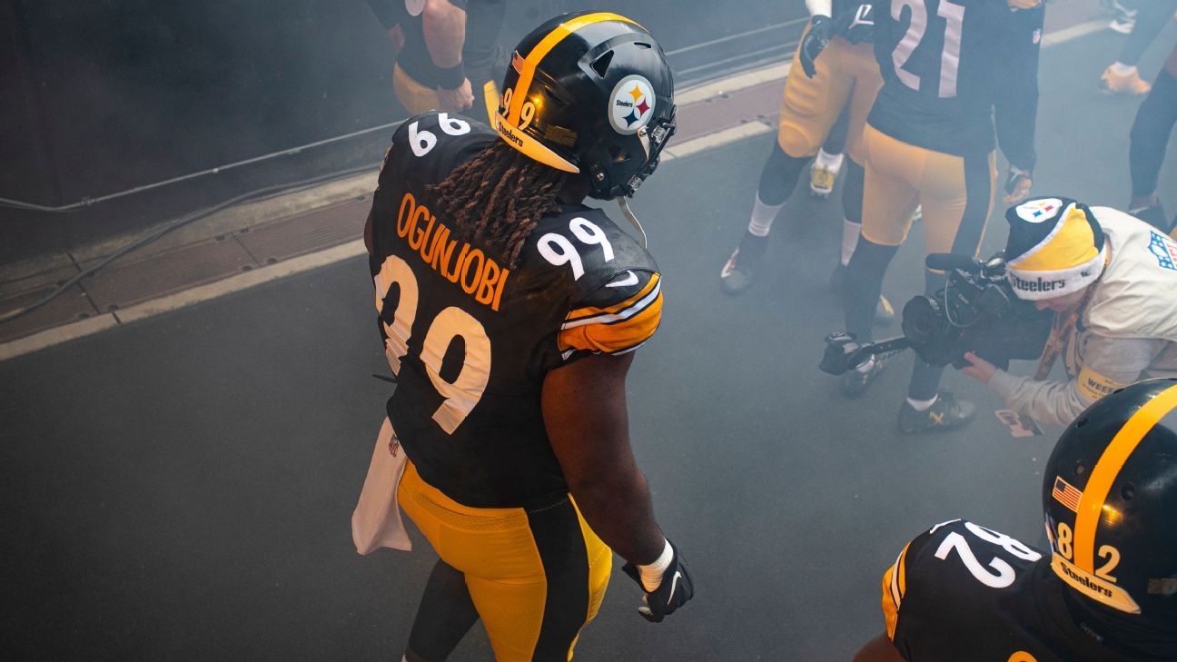 Pittsburgh Steelers defensive tackle Larry Ogunjobi (99) lines up