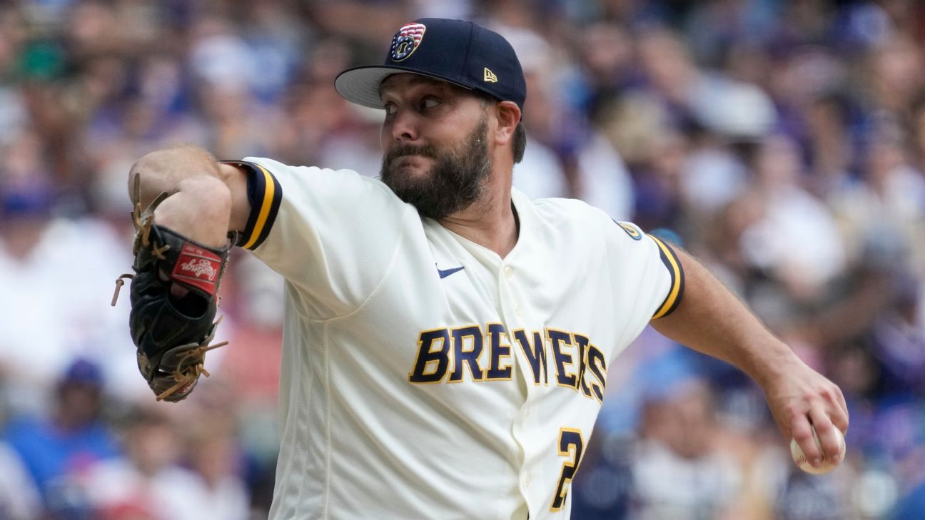 Brewers' Wade Miley put on 15-day IL with elbow inflammation - ESPN