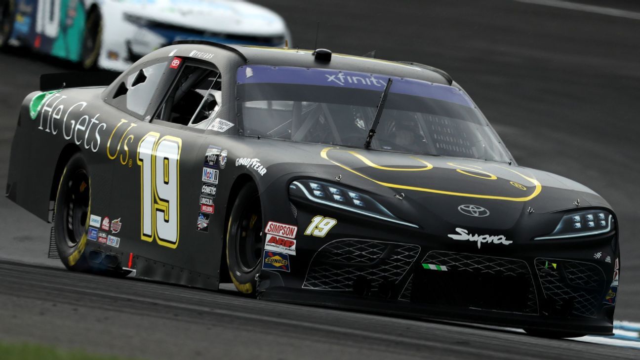 Gibbs, 20, battles weather to win Indy Xfinity race