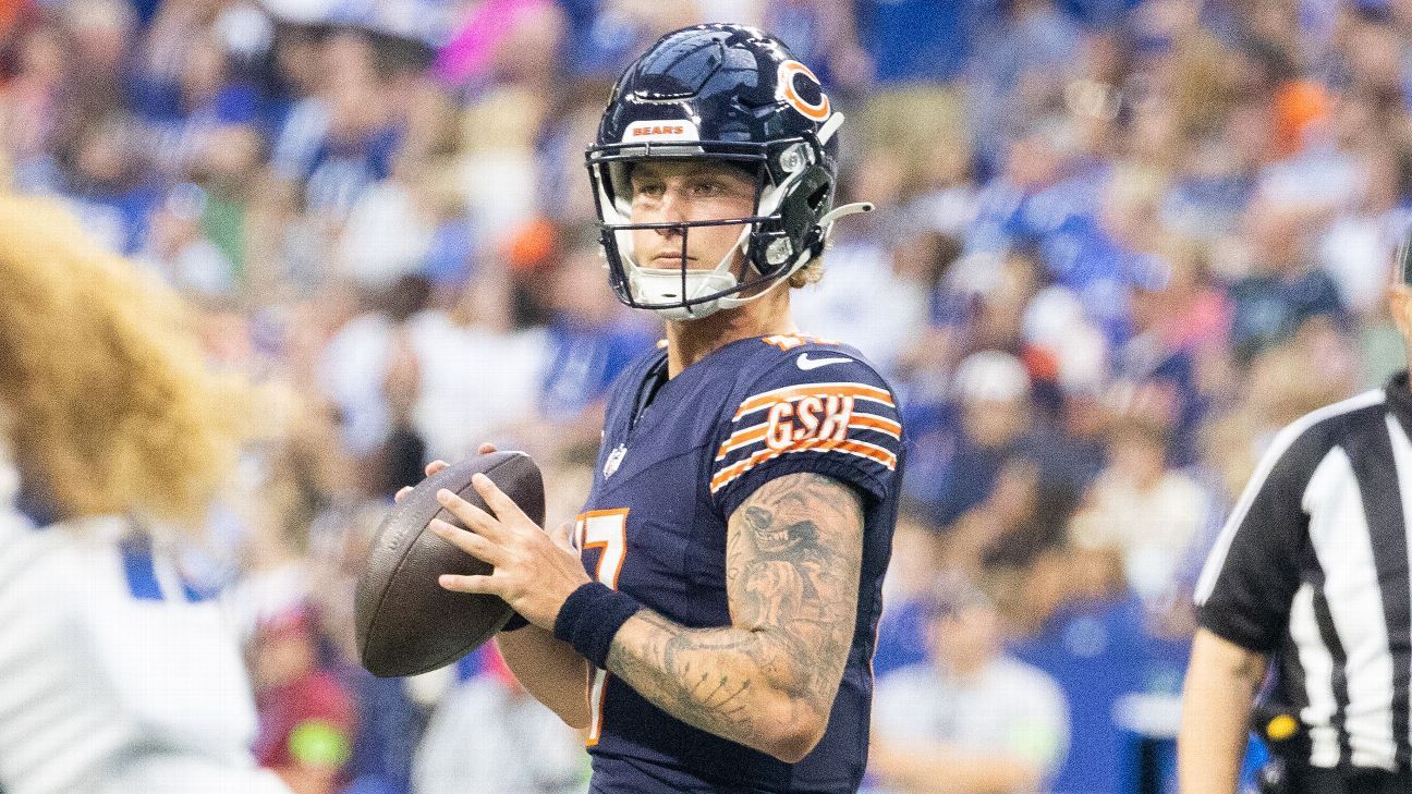 Chicago Bears quarterback Tyson Bagent (17) during the second half