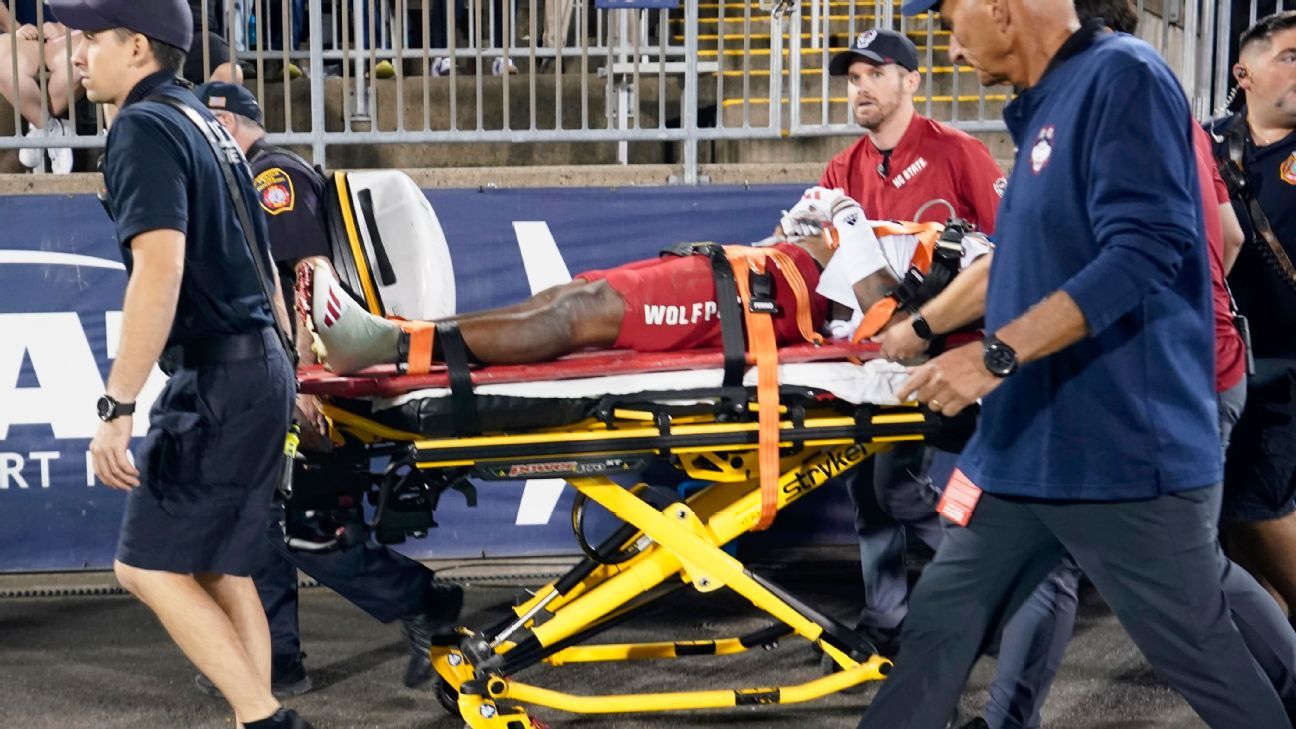 NC State safety leaves on stretcher after late hit