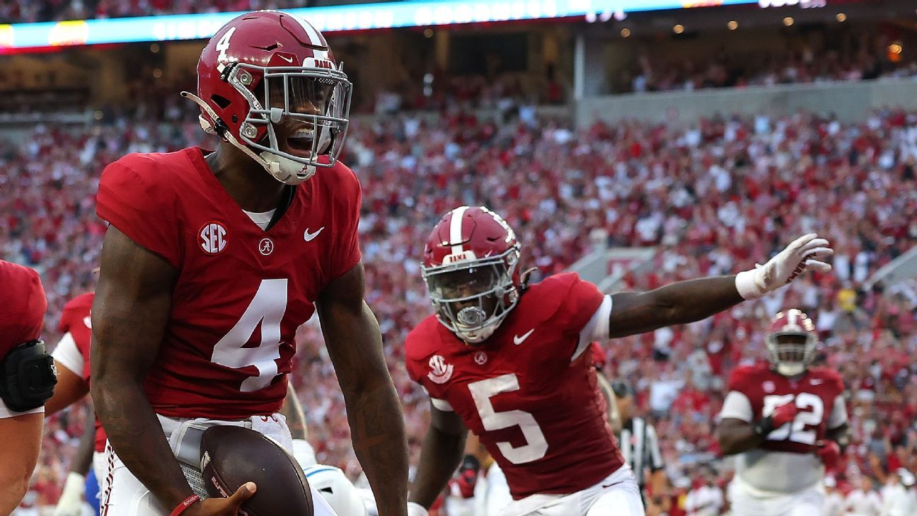 Alabama's Jalen Milroe wows in opener with 5 TDs in blowout win - ESPN