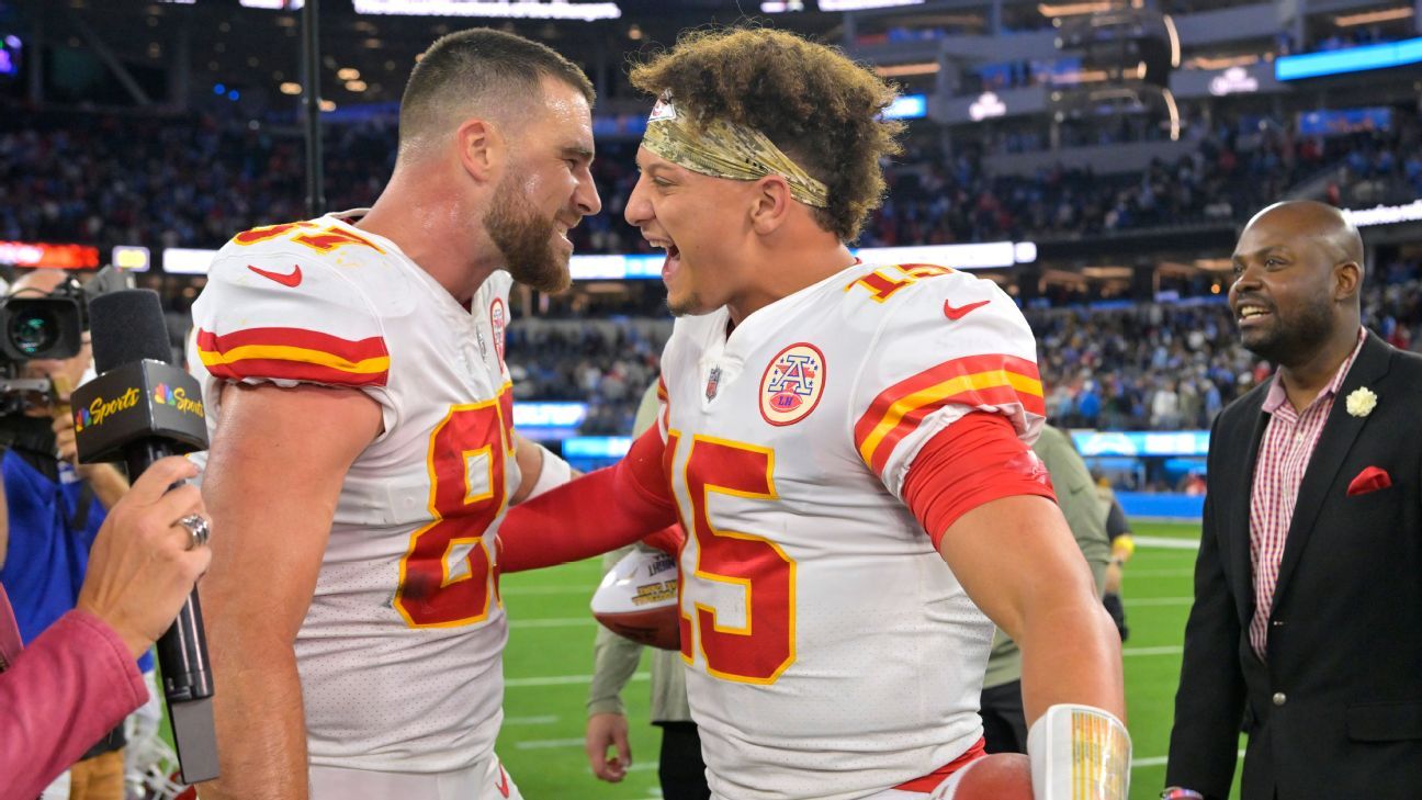 Chiefs' Patrick Mahomes on likely absence of Travis Kelce, Tyreek Hill