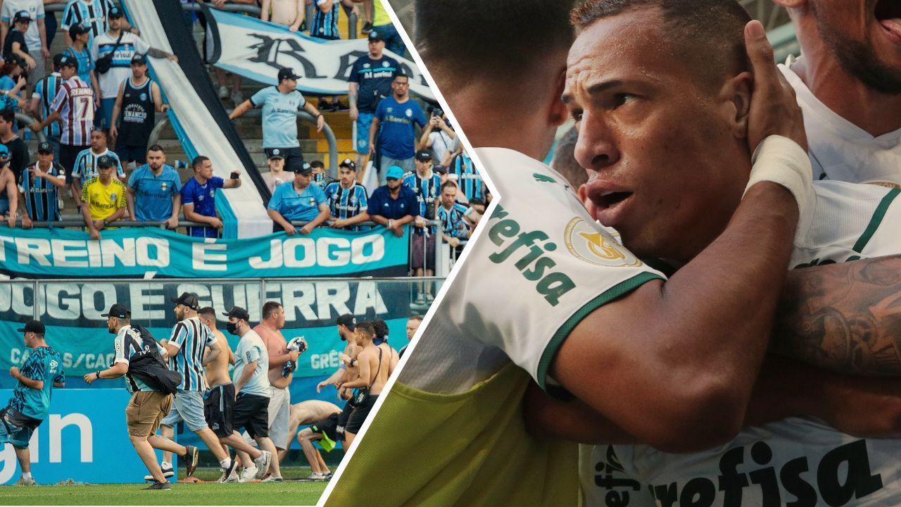 Invasão, VAR destruído e mais: como última vez do Palmeiras na Arena do Grêmio foi verdadeiro caos