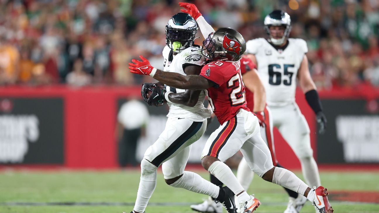 A.J. Brown was forced to change his highlighter green cleats on Monday  night vs. Bucs