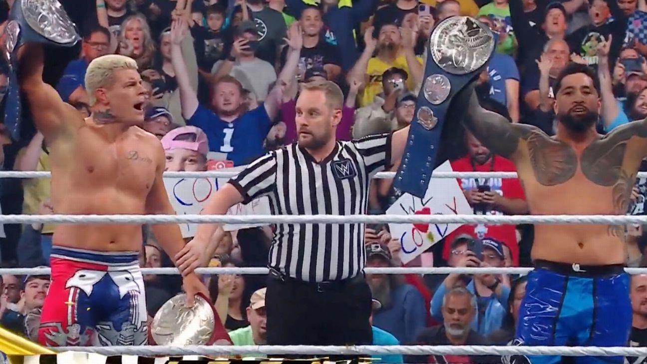 WWE Fastlane: Rollins retains, Rhodes and Jey Uso new tag champs
