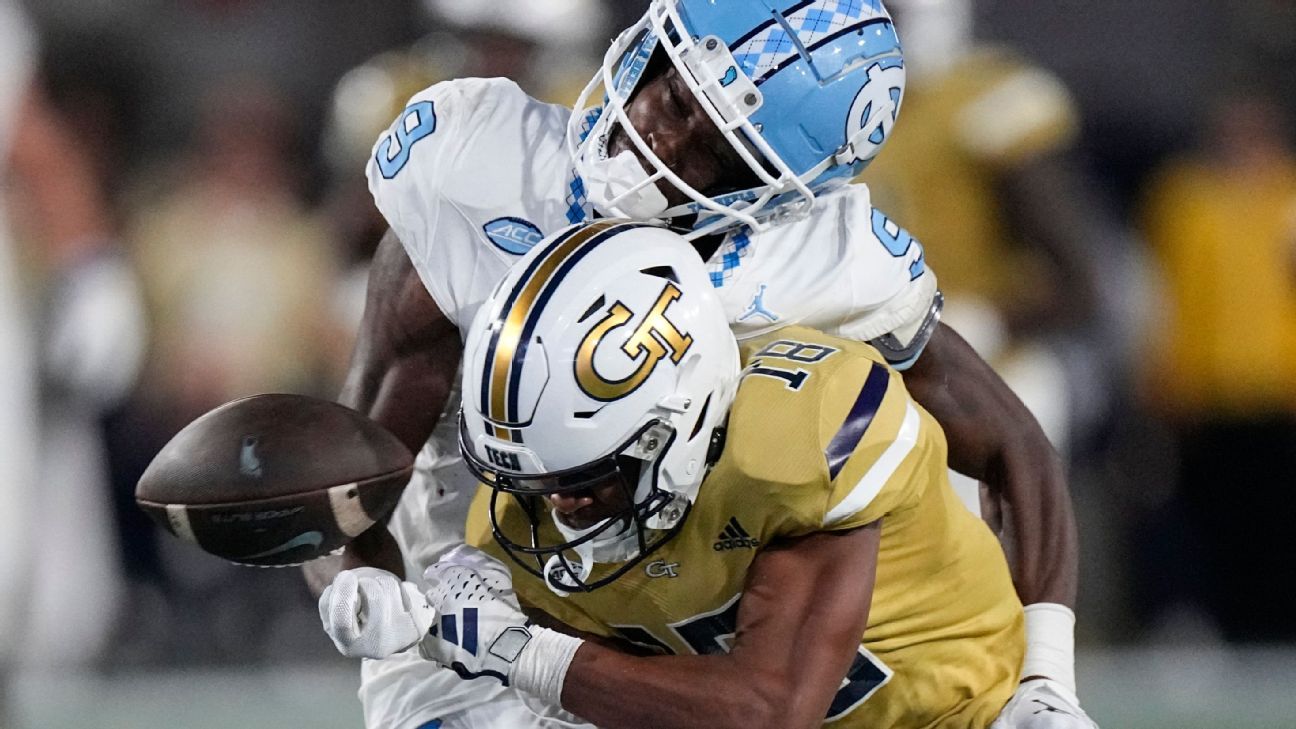 UNC's Tez Walker hospitalized after blindside hit against Georgia Tech