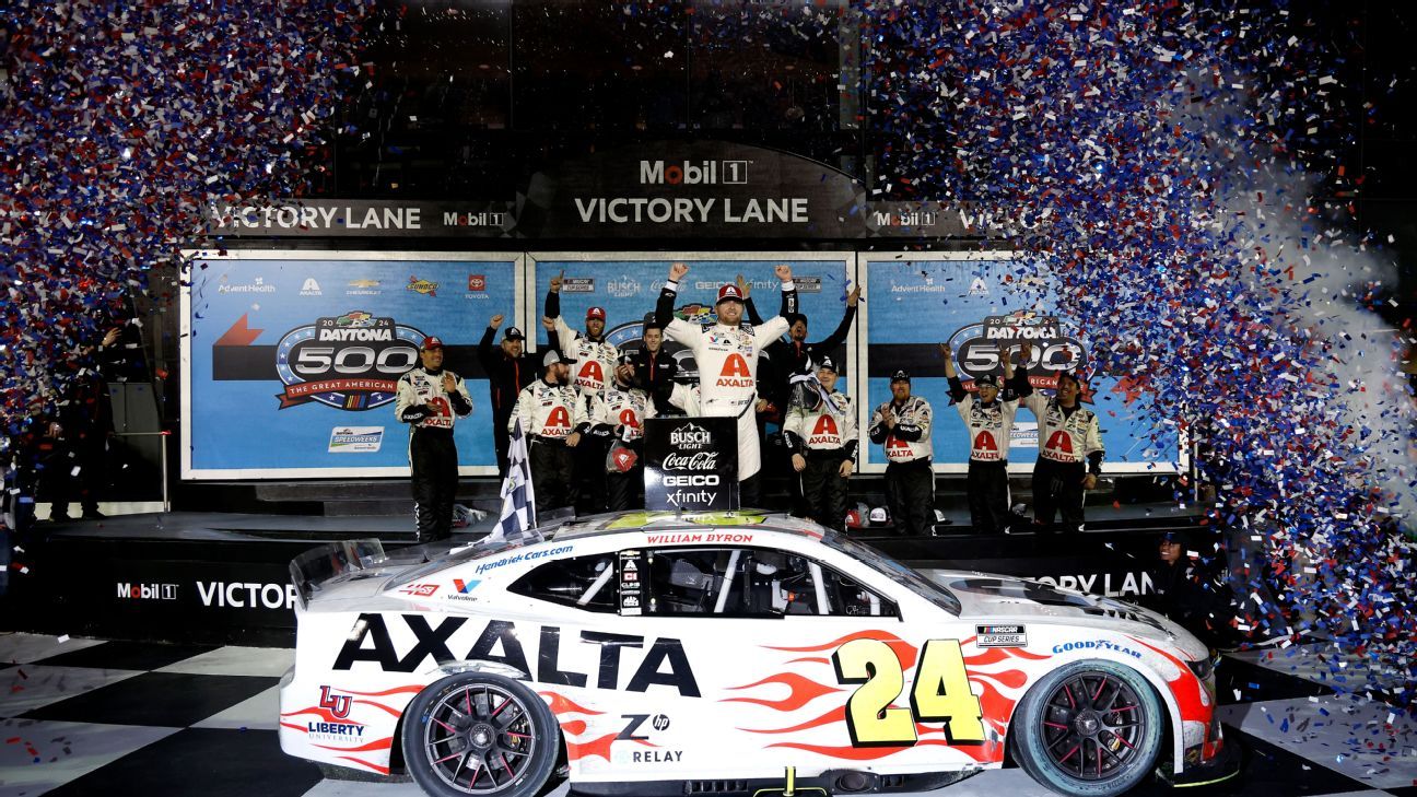 Byron wins 1st career Daytona 500 under caution