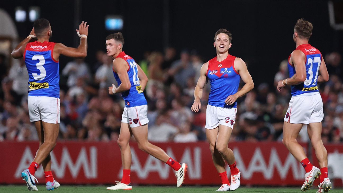 2024 AFL preseason matches New Dees impress in win over Blues ESPN