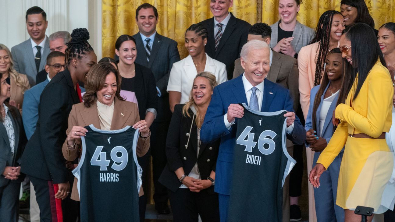 Women’s sports champions celebrate at the White House as President Biden praises their achievements