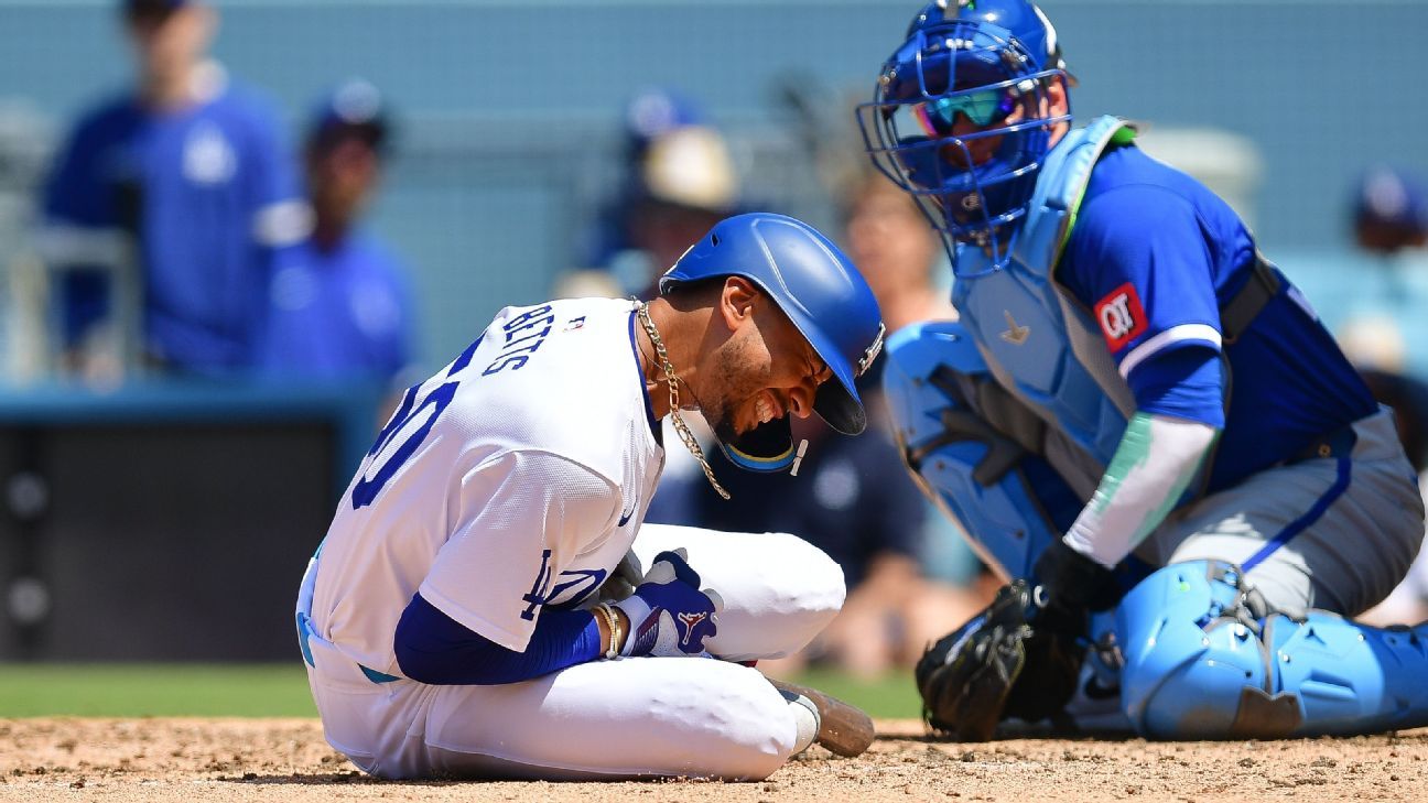 Dodgers put Betts on IL with broken left hand