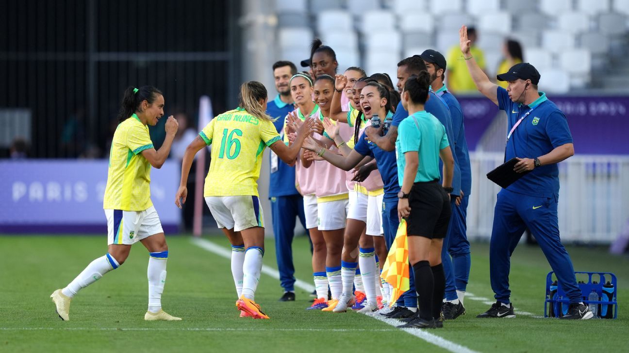 Olimpíadas: Gabi Nunes comemorando o gol do Brasil (Foto: Juan Manuel Serrano Arce/Getty Images)