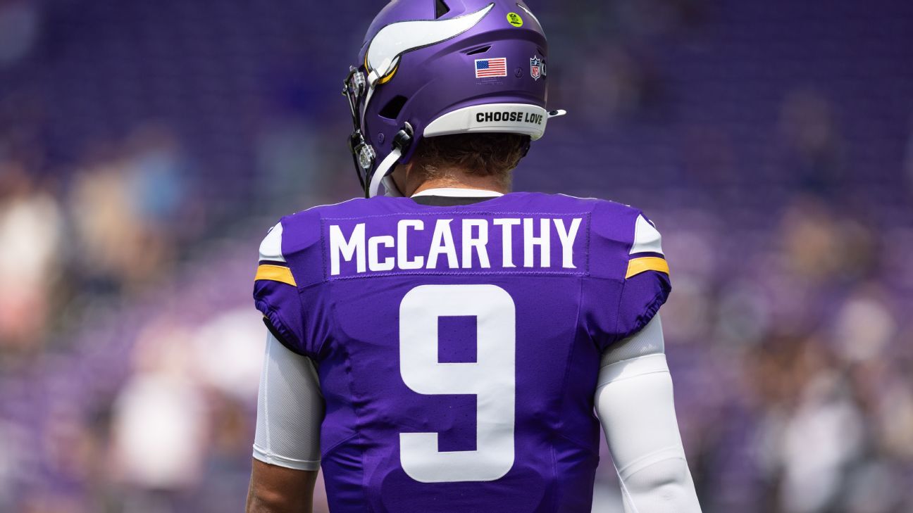 Vikings hold QB McCarthy (knee) out of practice