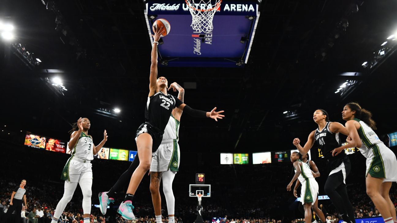 A’ja Wilson, Aces overcome slow start in Game 1 win vs. Storm