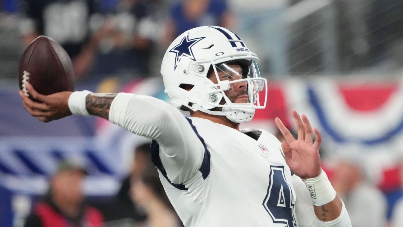 Cowboys’ Dak Prescott hits Rico Dowdle for TD vs. Giants