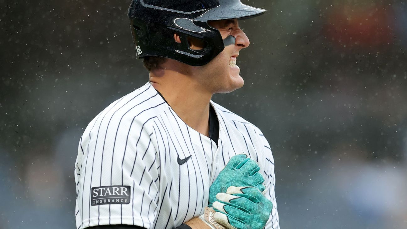 Yankees 1B Rizzo exits loss after HBP in seventh