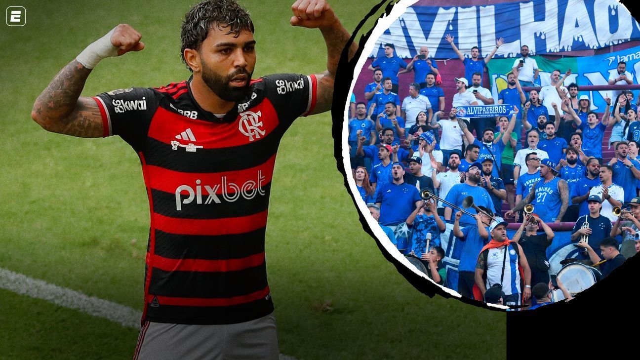 Gabigol agita torcida do Cruzeiro antes de clássico contra Flamengo no Mineirão.