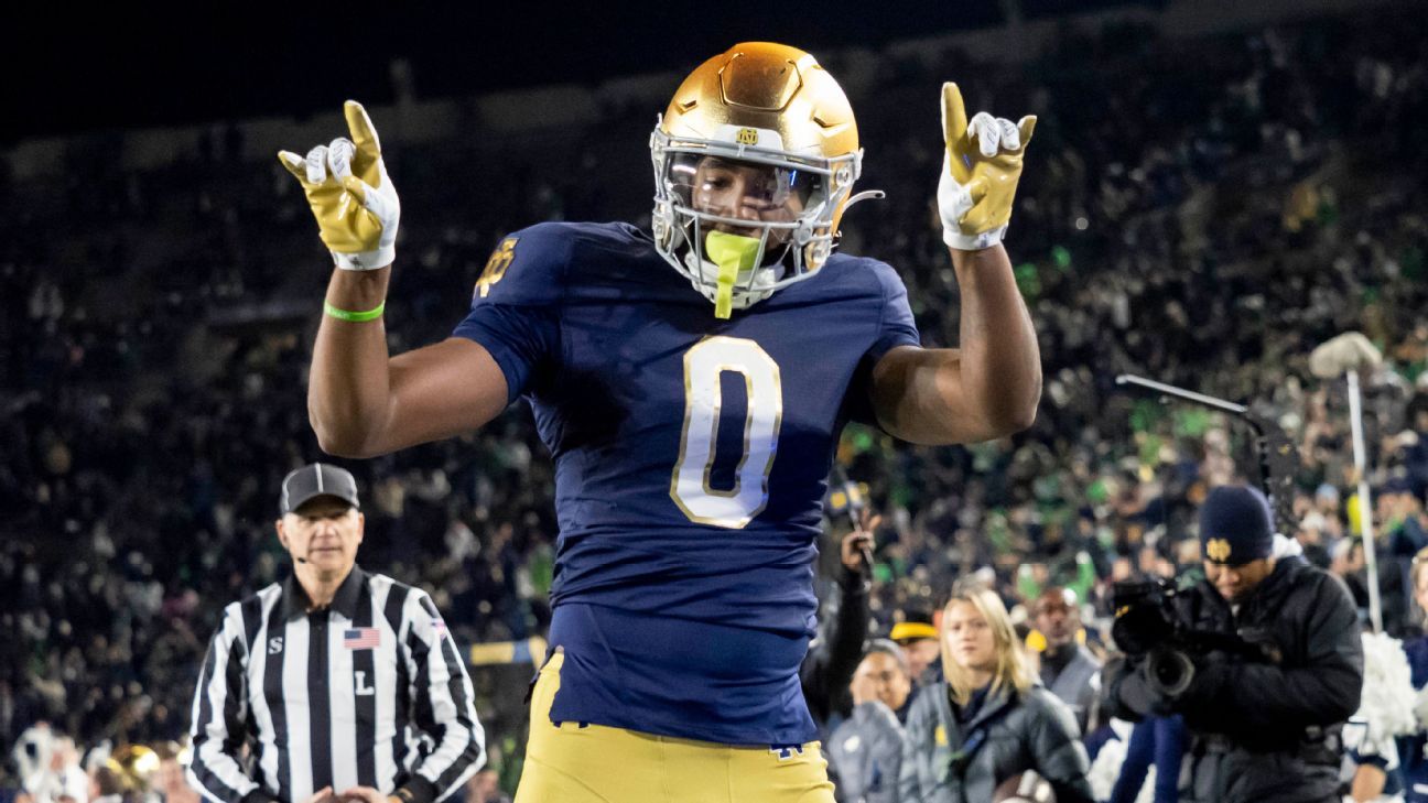 Notre Dame's Colzie uses position coach's old NFL touchdown dance - ESPN