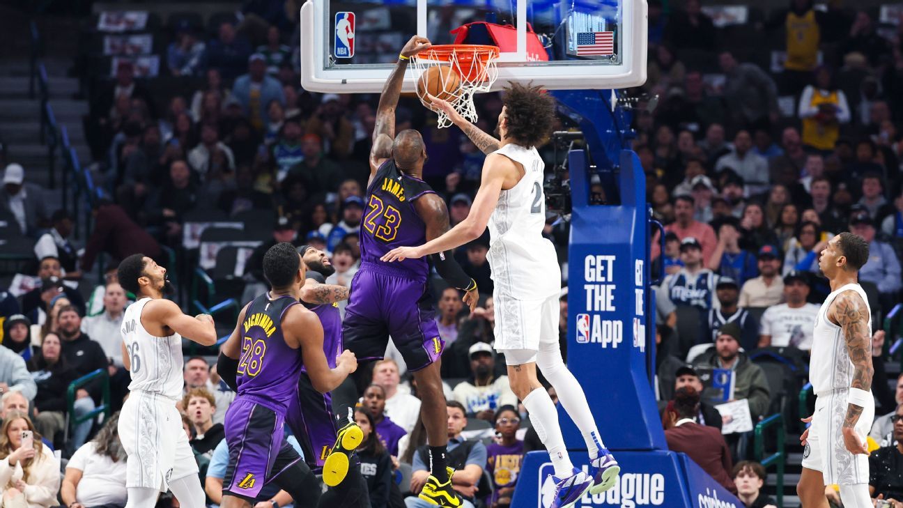 LeBron James Dunks Over Mavericks in LA Win