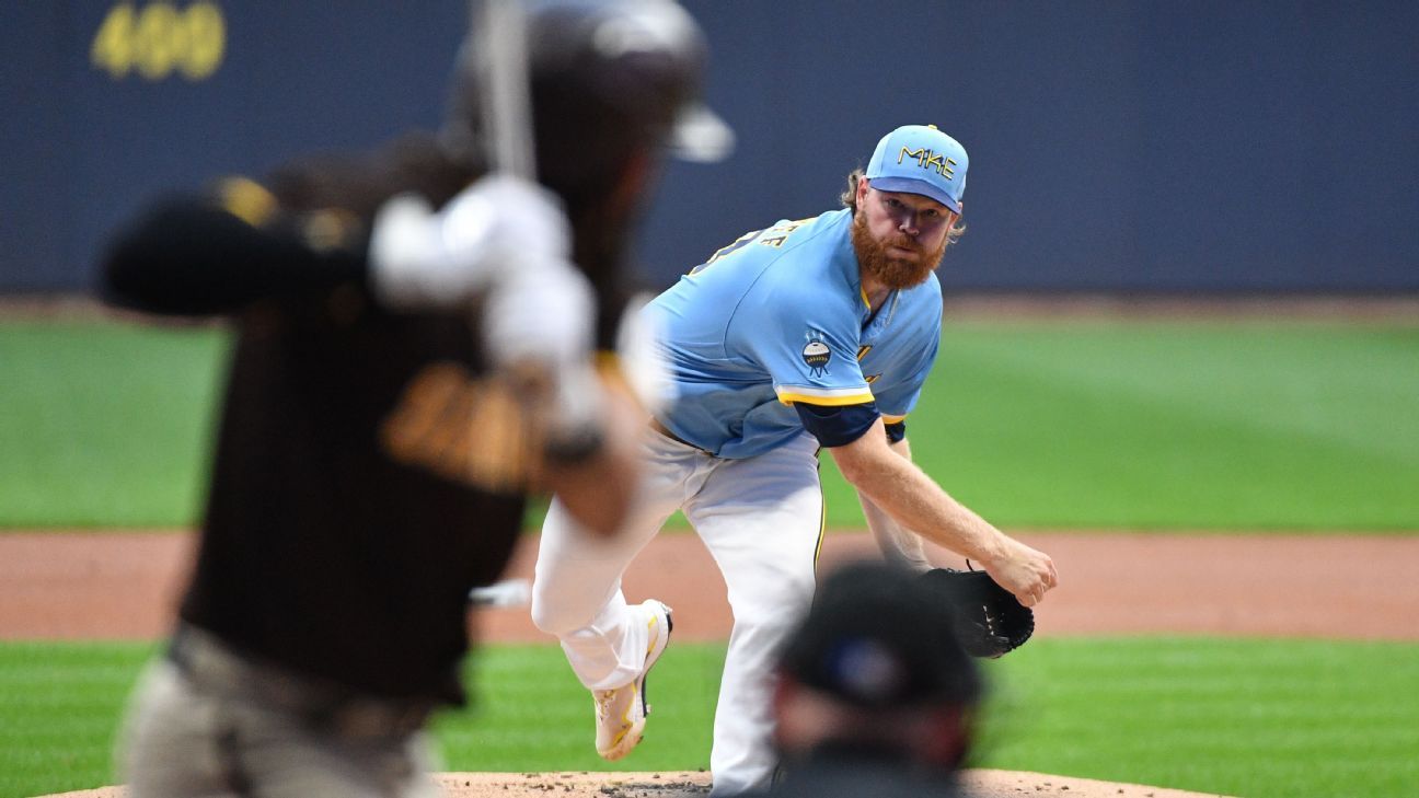 Brewers’ Woodruff struck on elbow in rehab outing