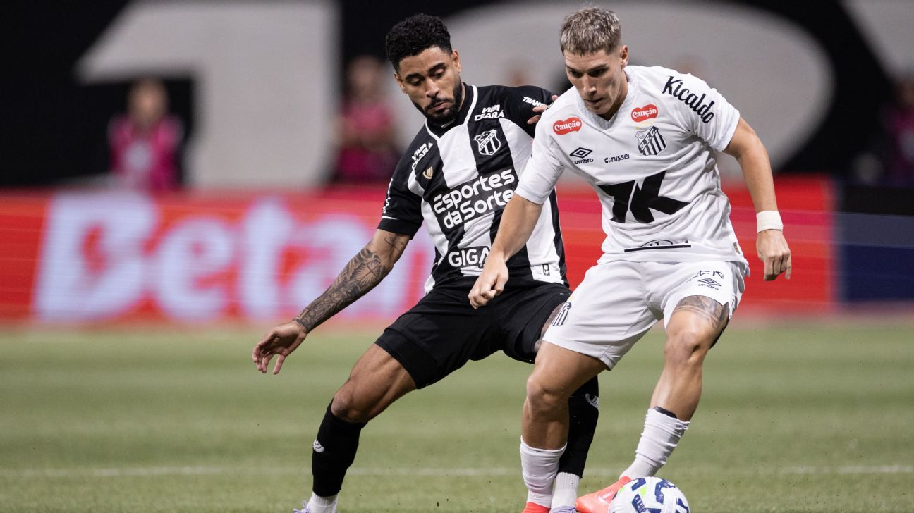 Sob olhares de Neymar, Santos empata e segue vice-lanterna do Brasileirão