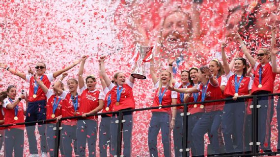 Arsenal Win Champions League | Women's Football News Kim Little and Leah Williamson lifting the Champions League trophy