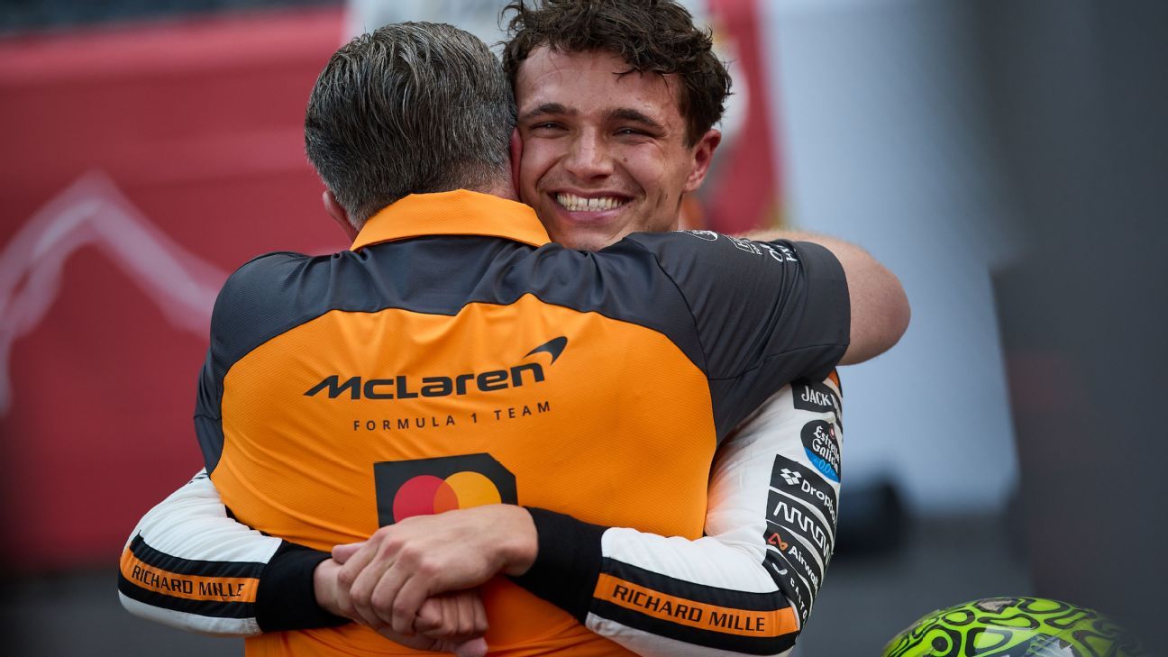 Lando Norris llega a la carrera tras su victoria en Mónaco.