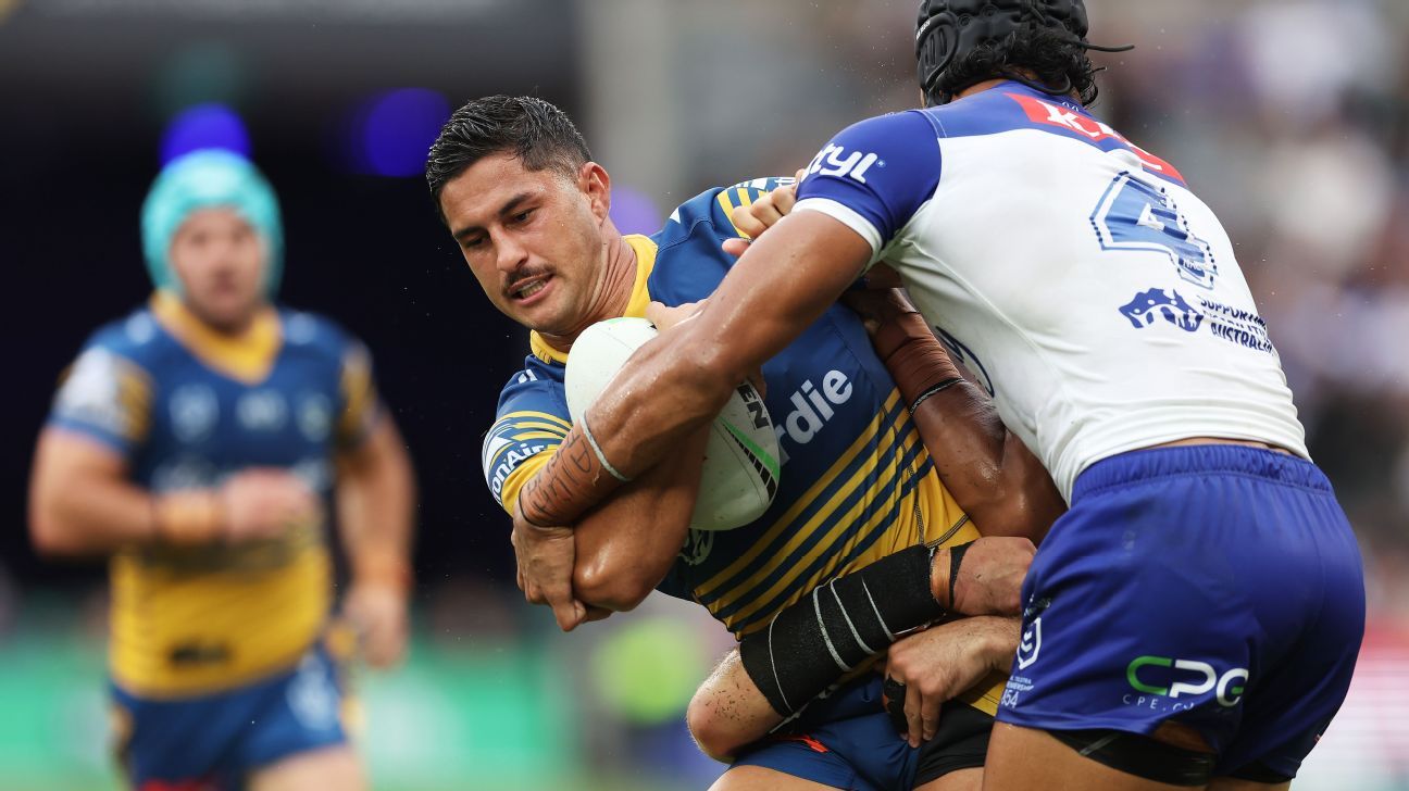 Eels star facing ban after knocking over NRL ref