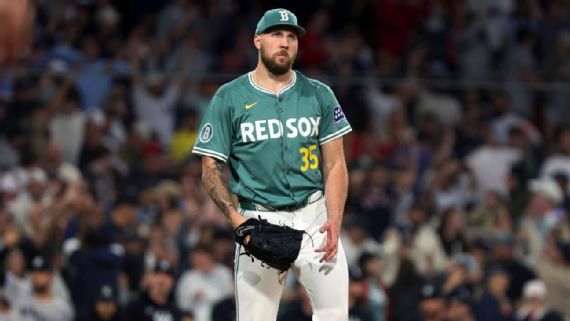 Judge vs. Crochet: Red Sox Win Garrett Crochet reacts after giving up a home run to Aaron Judge.