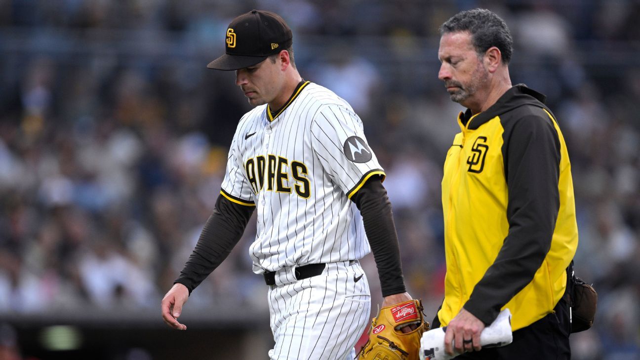 Padres’  Bergert hit by line drive, exits 4-3 win