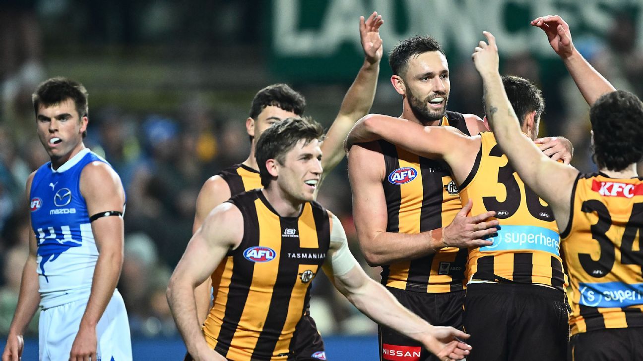 Gunston sinks seven as Hawthorn hammer hapless Roos