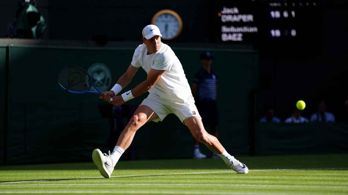 Wimbledon 2025: Draper Wins as Baez Retires Jack Draper on the court at Wimbledon