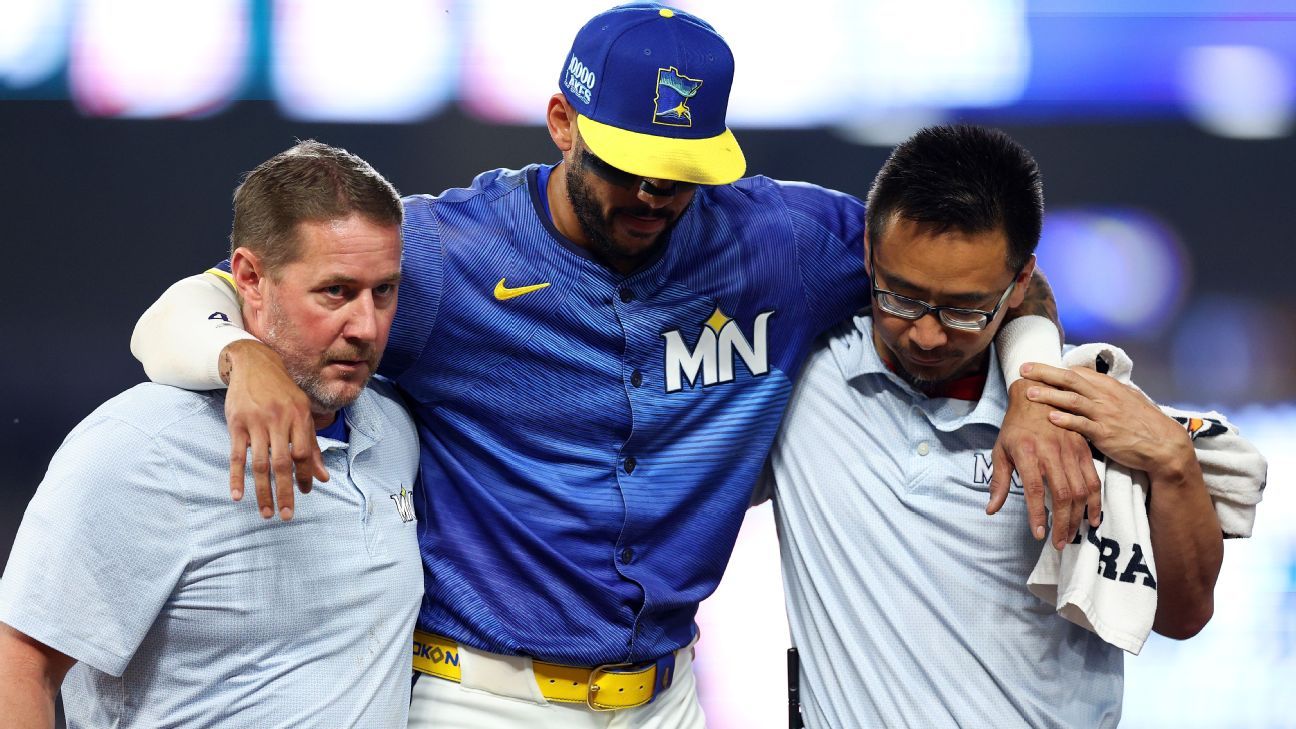 Twins SS Correa helped off with sprained ankle