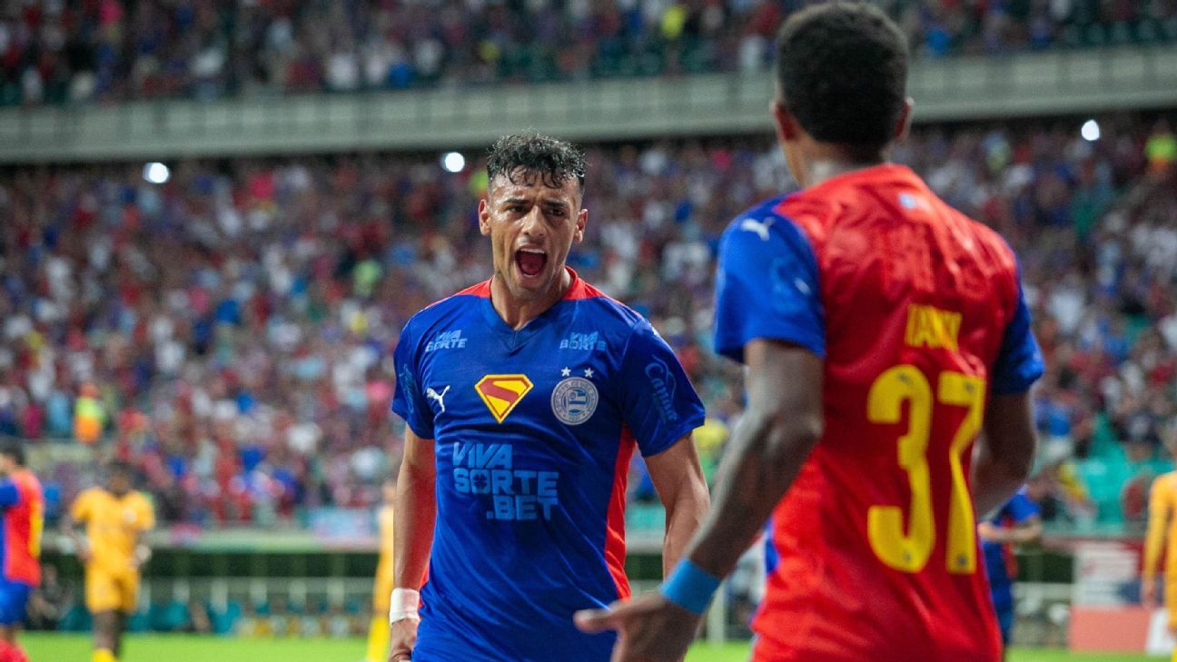 Lucho Rodríguez, autor de dois gols do Bahia (Foto: Junior Damasceno/MyPhoto Press/Gazeta Press)