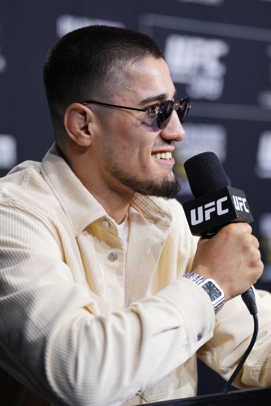 Baisangur Susurkaev wore all new threads and a designer watch for the pre-UFC 319 news conference, courtesy of Khamzat Chimaev.