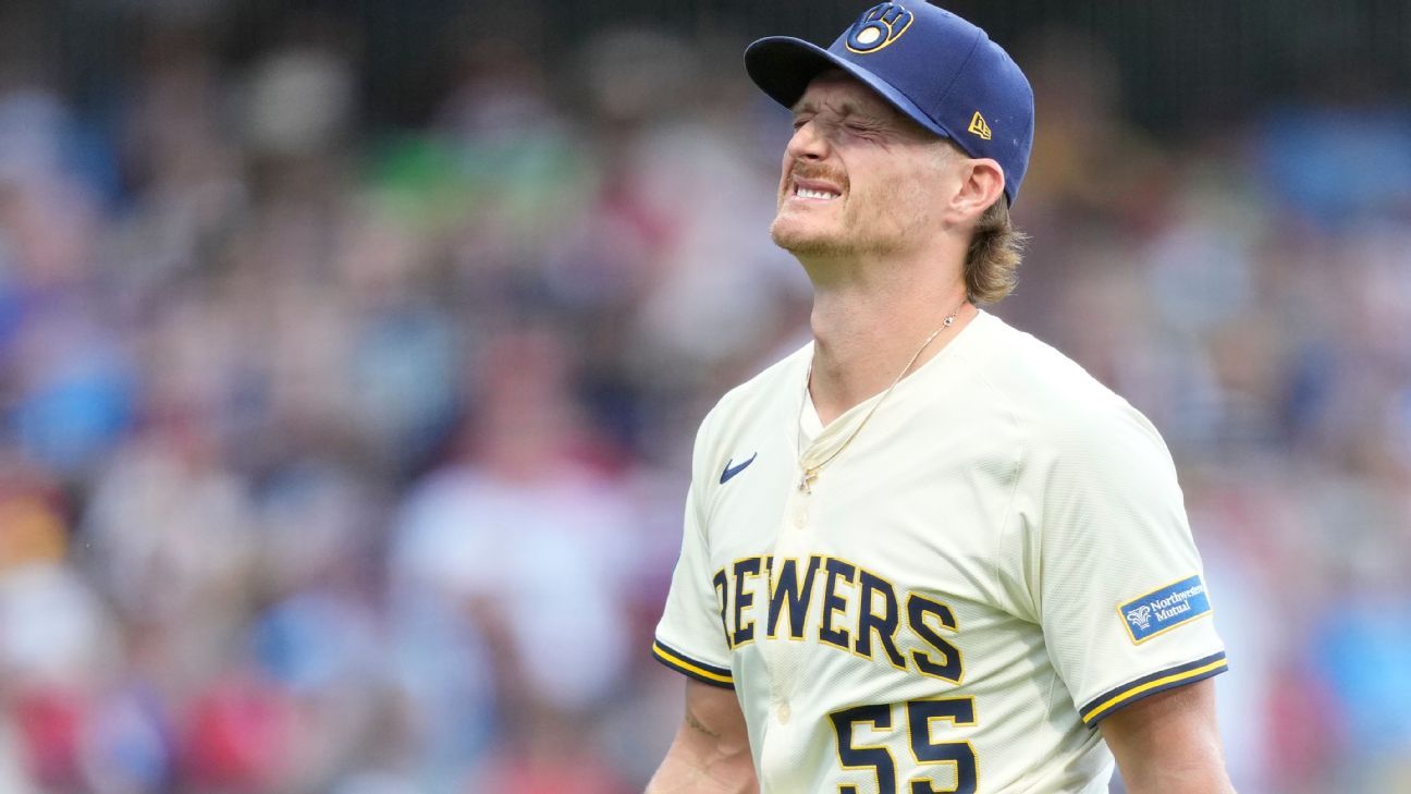 Brewers' Miller exits after feeling pop in elbow