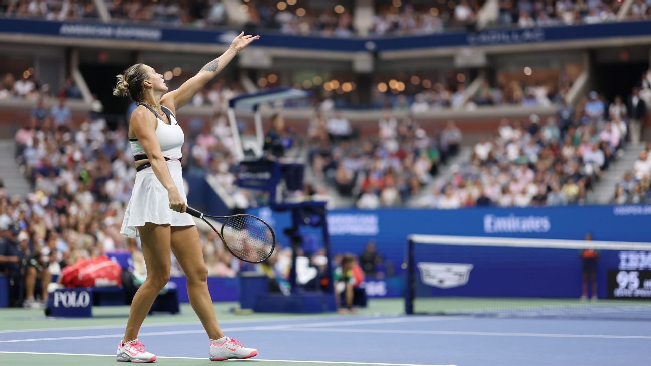 Sabalenka celebra su triunfo.