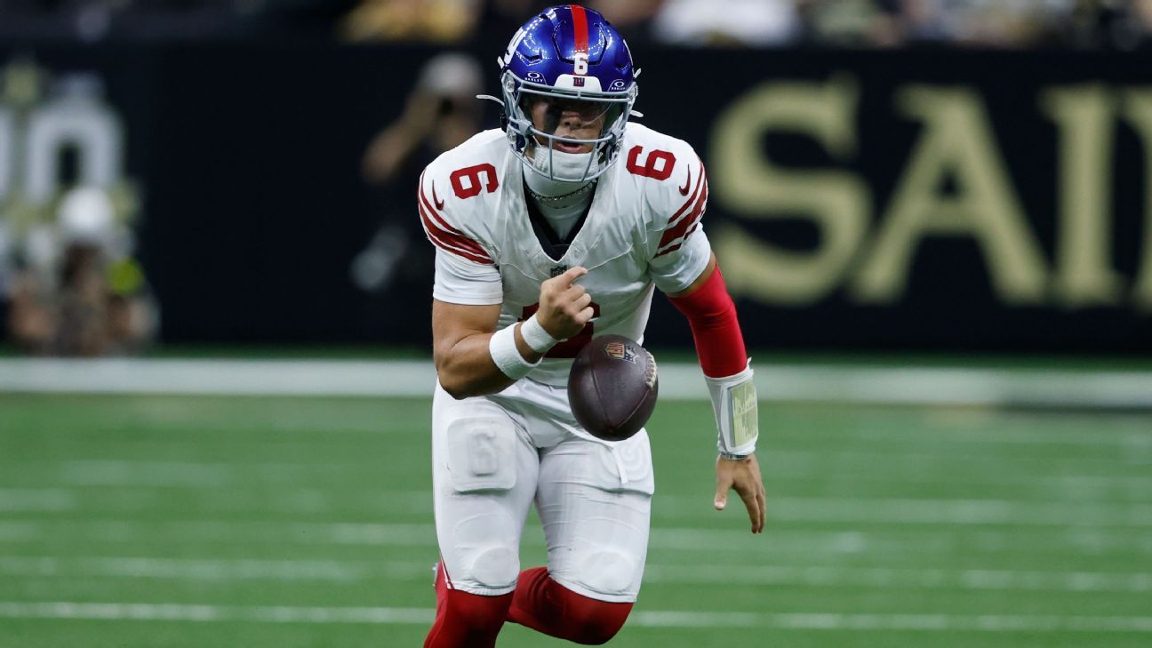 Jaxson Dart takes the blame as turnovers derail Giants vs. Saints