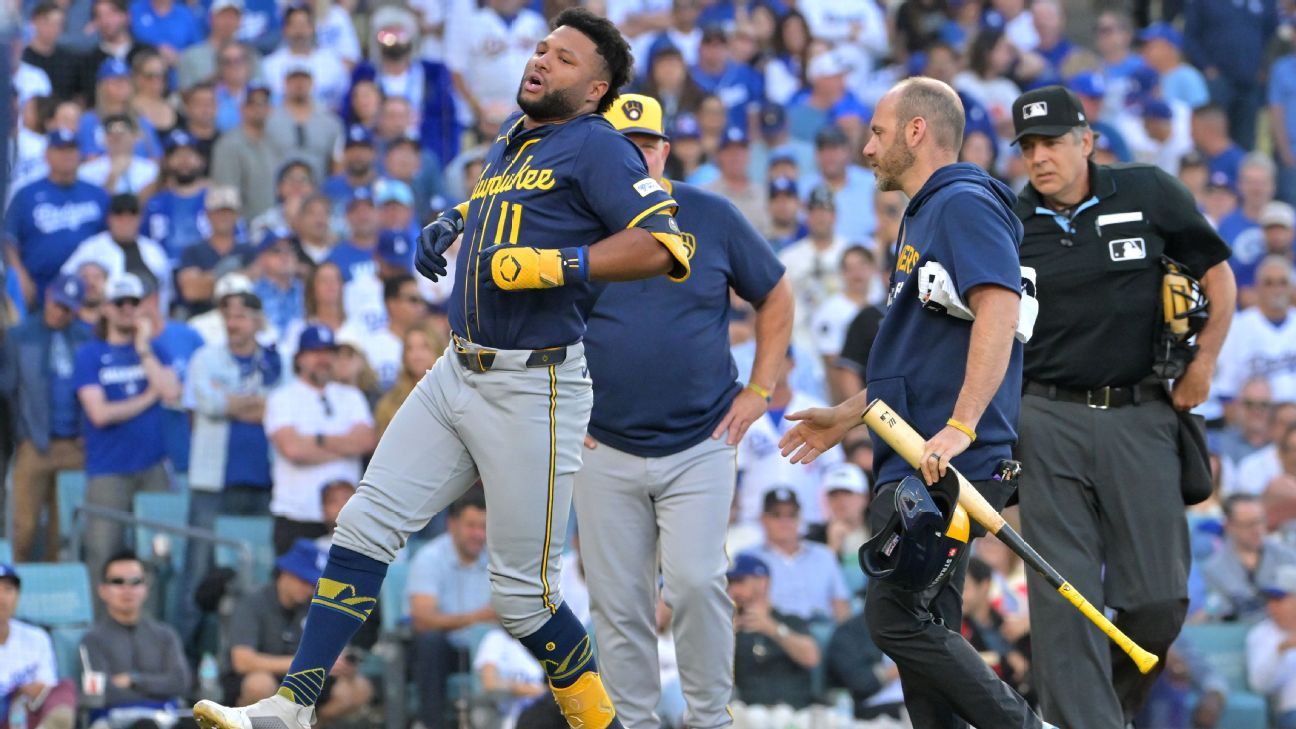 Chourio grabs at hamstring, hobbles out of Game 3